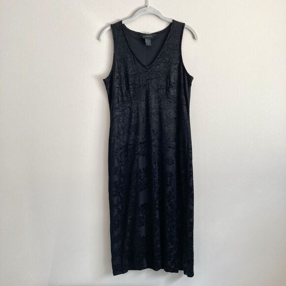 Express Dresses & Skirts - Express Vintage Y2K Crushed Velvet Dress Black Size 7/8 Whimsigoth Goth 90s